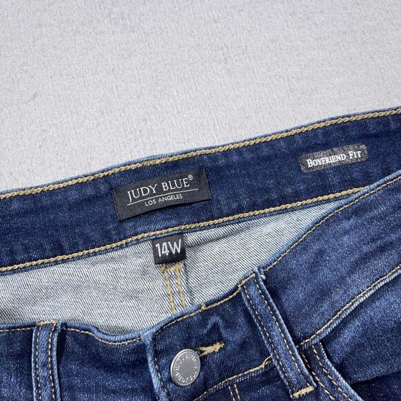 Judy Blue Jeans Womens 14W Blue Boyfriend Fit Distressed Ripped‎ Denim Stretch - Picture 6 of 11